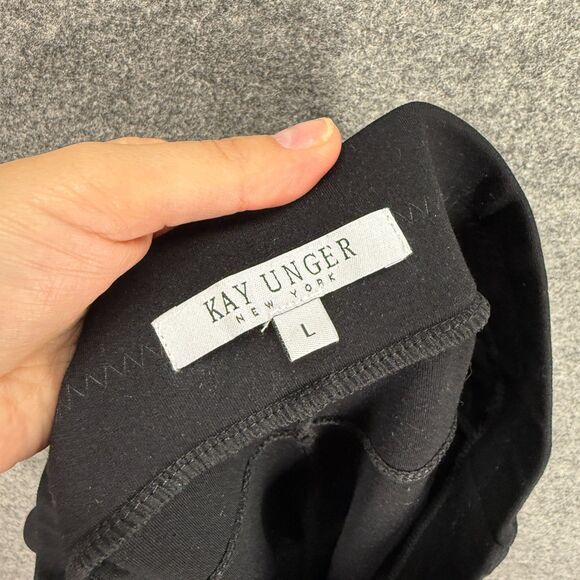 Kay Unger Pants Women L Large Black Chino High Rise Flat Front Pull On Skinny - Picture 6 of 8